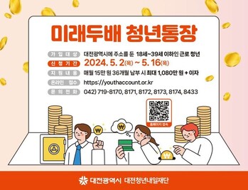 대전시, 미래두배 청년 통장 신청자 1000명 모집