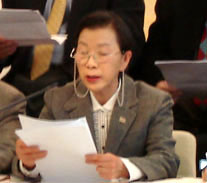 ▲ '미디어법 개정을 촉구하는 지식인 100인 선언' 기자회견에서 선언서를 낭독한 김길자 경인여대 초대학장 ⓒ뉴데일리