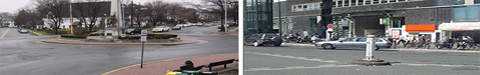 ▲ 선진국 회전교차로 운영사례. 미국 뉴저지(왼쪽)와 프랑스 파리. ⓒ 뉴데일리