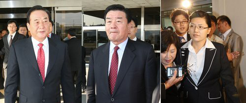 ▲ 친박연대  서청원 대표, 김노식 양정례 의원(왼쪽부터). 공천헌금 수수로 2심까지 '당선무효형'을 받은 이세사람은 14일 대법원의 최종판결을 기다리고 있다 ⓒ 연합뉴스