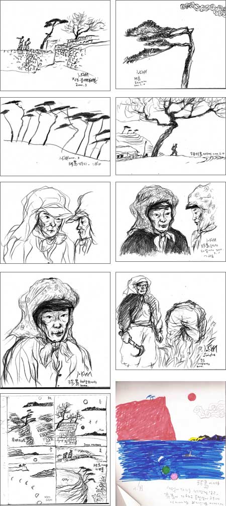 ▲ 작품제작을 위한 스케치 ⓒ 뉴데일리