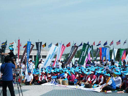 ▲ 자유총연맹은 4일 오후 3시 서울 용산전쟁기념관에서 '북한 핵실험 범국민 규탄대회'를 열었다 ⓒ 뉴데일리