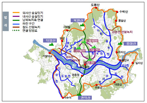 ▲ 그린 트레킹 네트워크 구축방안 ⓒ 뉴데일리 <=서울시 푸른도시국 제공>