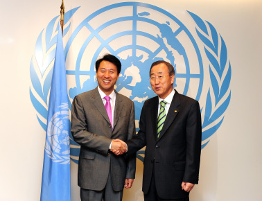 ▲ 반기문 UN사무총장과 면담하는 오세훈 시장.   ⓒ 뉴데일리