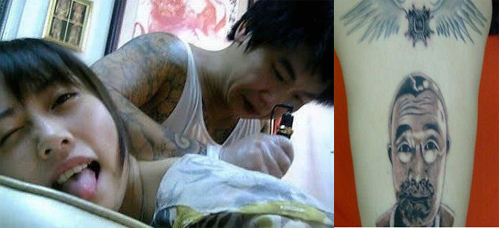 ▲ 중국의 '타투녀'가 등에 문신을 새기는 모습(좌)과 문신이 완성된 모습(우) ⓒ bbs.163.com