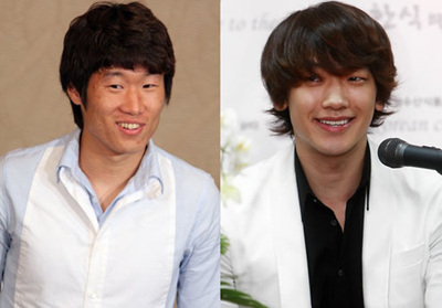 ▲ 월드스타 박지성(왼쪽)과 비 ⓒ 연합뉴스  