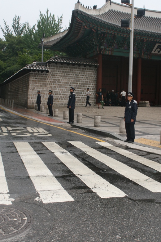 ▲ 대한문 앞을 일렬로 막아선 경찰의 모습. &nbsp;ⓒ 뉴데일리