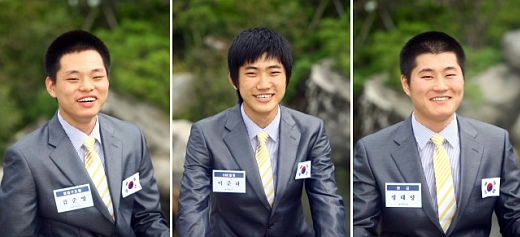 ▲ '제 40회 국제기능올림픽대회'에 출전, 철골구조물과 CNC밀링 직종에서 금메달을 획득한 현대중공업 김준영 씨(19세), 이준하 씨(20세)와 판금 직종에서 은메달을 따낸 정태양 씨(20세). -사진 왼쪽부터.&nbsp; ⓒ 뉴데일리