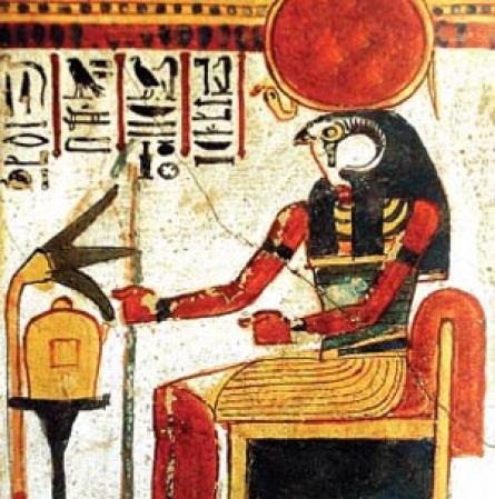 ▲ 태양신 라, 고대 이집트 신들의 우두머리(무덤 벽화-룩소르 서안).