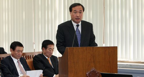 ▲ 국회에서 열린 외교통상통일위원회에 참석한 김대식 민주평통 사무처장이 예산안 관련 보고를 하고 있다. ⓒ연합뉴스