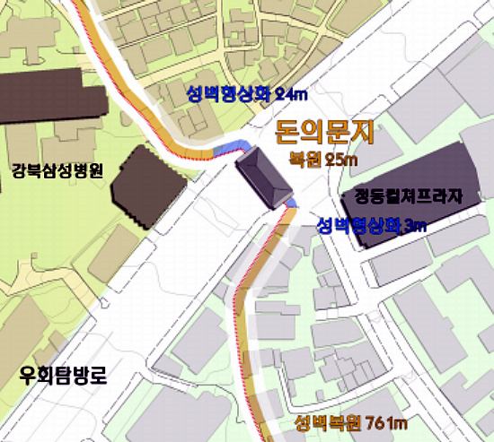 ▲ 돈의문 복원위치ⓒ서울시