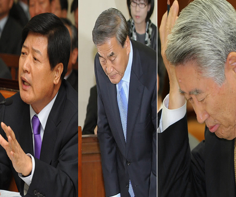 ▲ 왼쪽부터 임인배 한국전기안전공사 사장, 이재오 국민권익위원회 위원장, 안택수 신용보증기금 이사장 ⓒ 연합뉴스