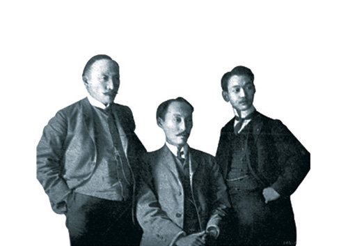 ▲ <p>1907년 6월 고종이 헤이그 만국평화회의에 파견한 3인의 밀사. <br />왼쪽부터 이준, 이상설, 이위종.</p>