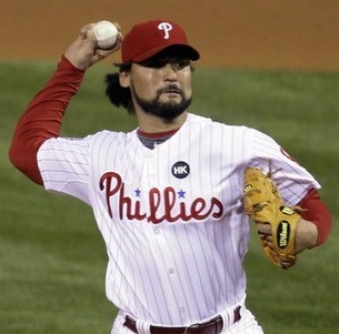 ▲ 박찬호가 2일(한국시간) 미국 필라델피아 시티즌스뱅크파크에서 열린 뉴욕 양키스와의 월드시리즈(7전4선승제) 4차전에서 7회초 마운드에 올라 힘차게 공을 뿌리고 있다. ⓒ 연합뉴스