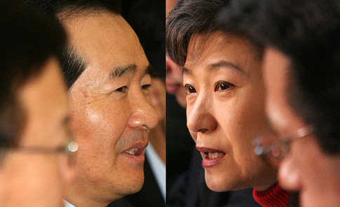 ▲ 정세균 민주당 대표(좌)와 박근혜 전 한나라당 대표(우). ⓒ연합뉴스