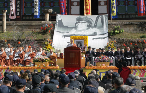 ▲ 고 김영환 공군 준장의 호국추모재가 14일 해인사에서 열렸다. ⓒ 뉴데일리
