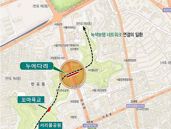 ▲ 누에다리 설치 위치도ⓒ서초구청