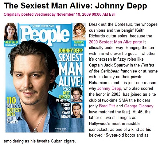 ▲ 섹시남자 1위 조니뎁ⓒ피플닷컴