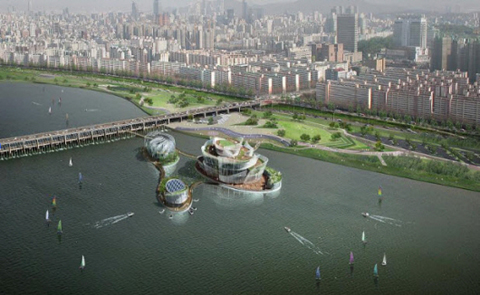 ▲ 서울시 반포대교 남단 '플로팅 아일랜드' 조감도 ⓒ 뉴데일리 <=서울시 제공>