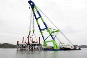 ▲ 진도 '울돌목'에 설치된 조류발전소 구조물 ⓒ 뉴데일리 