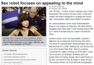 ▲ 첫 선보인 섹스로봇 '록시'ⓒ마이애미헤럴드 보도