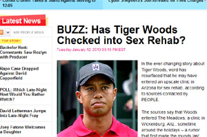 ▲ 타이거 우즈(34)가 섹스중독 치료원에 입원 중이라는 보도가 나왔다. ⓒ&nbsp;피플지 캡쳐&nbsp;