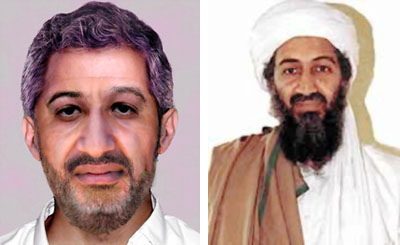 ▲ FBI가&nbsp;디지털 기술을 이용해 제작한 최근&nbsp;오사마 빈라덴의 추정사진(좌측)과 1990년대 촬영된 것으로 추정되는 모습.