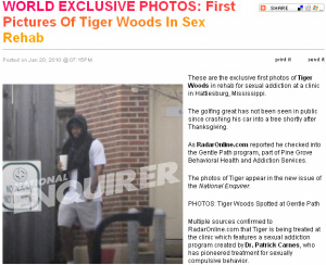 ▲ 섹스스캔들 이후 처음으로 모습을 드러낸 우즈 ⓒ&nbsp;나달 보도 캡쳐&nbsp;