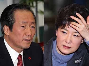 ▲ 정몽준 한나라당 대표와 박근혜 전 대표 ⓒ연합뉴스