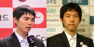 ▲ '아이티 돕기' 특별 대국을 펼치는 이세돌(좌) 9단과 이창호(우) 9단. ⓒ 뉴데일리