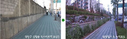 ▲ 서울시내 아파트 열린 녹지 조성사업 조성사례.ⓒ뉴데일리<=서울시제공>
