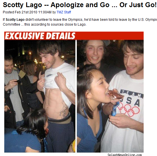 ▲ 스카티 라고와 한 동양계 여성의 철없는(?) 행동을 보도한 TMZ닷컴.