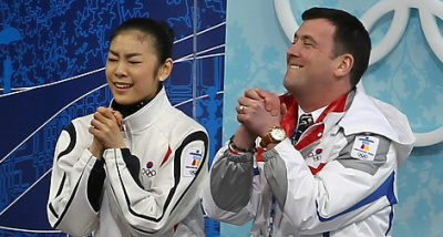 ▲ 감격스러워하는 김연아와 브라이언 오셔 코치 ⓒ 연합뉴스