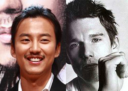 ▲ '섹시한 뱀파이어역에 어울리는 배우' 1위를 차지한 김남길(좌)과 영화&nbsp;'데이브레이커스'에서 뱀파이어 역할을 맡은 에단호크(우) ⓒ 뉴데일리
