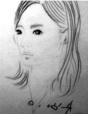 ▲ 이범수가 손수 그린 연인 이윤진씨의 초상화&nbsp; ⓒ 이윤진 미니홈피&nbsp;