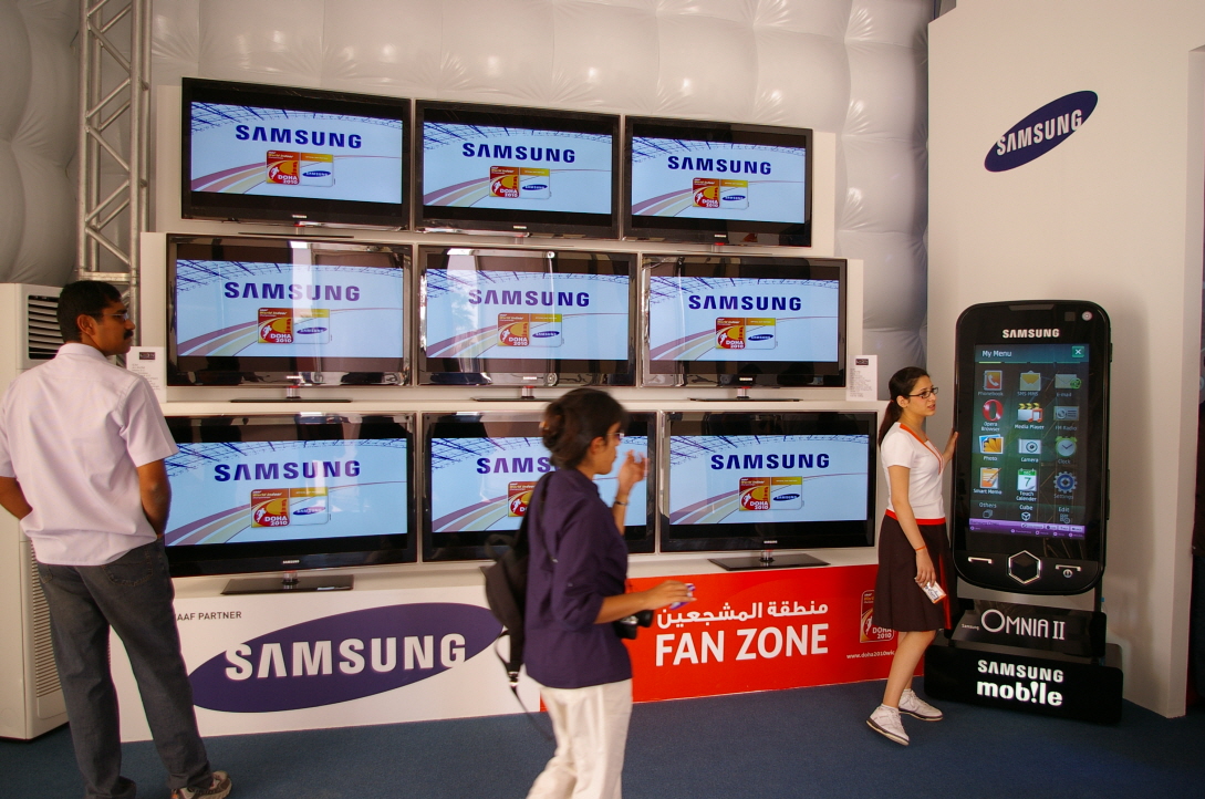 ▲ 카타르 도하에 설치된 삼성전자 팬 존 ⓒ 뉴데일리