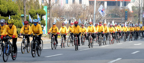 ▲ &lsquo;4대강 생명살리기&rsquo;전국자전거대행진 ⓒ 뉴데일리
