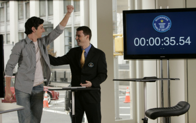 ▲ 미국 뉴욕에서 열린 문자메시지 빨리 보내기 기네스북 공식 기록 측정 행사에서 삼성전자의 신개념 문자입력 방식이 기네스북 기록을 수립했다.&nbsp;ⓒ 뉴데일리