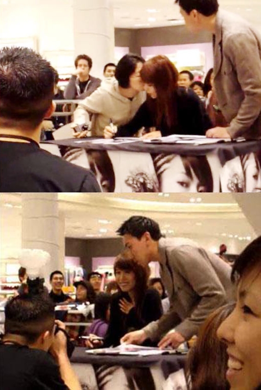 ▲ 일본 아줌마 팬으로부터 기습 뽀뽀를 당한 보아 ⓒ 동영상 캡쳐