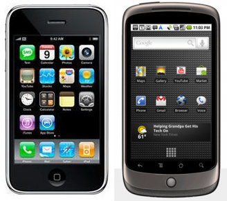 ▲ (왼쪽부터)아이폰, 구글폰ⓒ 뉴데일리