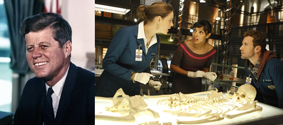 ▲ 존 F. 케네디 전 대통령(좌)과 본즈 박사와 제퍼소니언 법의학 연구팀(우). ⓒ 뉴데일리