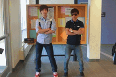 ▲ 곽윤기-이정수 선수가 선보이는 시건방 춤.  ⓒ 뉴데일리