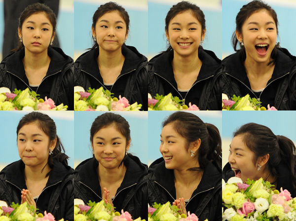 ▲ 피겨 꿈나무들의&nbsp;포즈를 보며 다양한 표정을 짓고 있다.&nbsp;ⓒ&nbsp;김상엽 기자&nbsp;