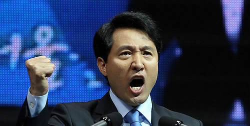 ▲ 3일 한나라당의 서울시장 후보로 선출된 오세훈 서울시장이 수락연설을 하고 있다. ⓒ연합뉴스