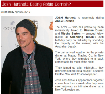 ▲ 조쉬하트넷의 열애설을 보도한 쇼비즈 스파이 ⓒ 뉴데일리