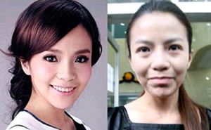 ▲ 주신의 화장한 모습과 맨 얼굴. ⓒ&nbsp;온바오닷컴