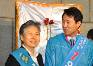 ▲ 오세훈 후보와 김영숙 후보 ⓒ 독립신문 제공 