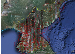 ▲ 미국 블로거가 공개한 북한의 지대공 미사일망. ⓒ 숀 오코너 블로그 캡처 