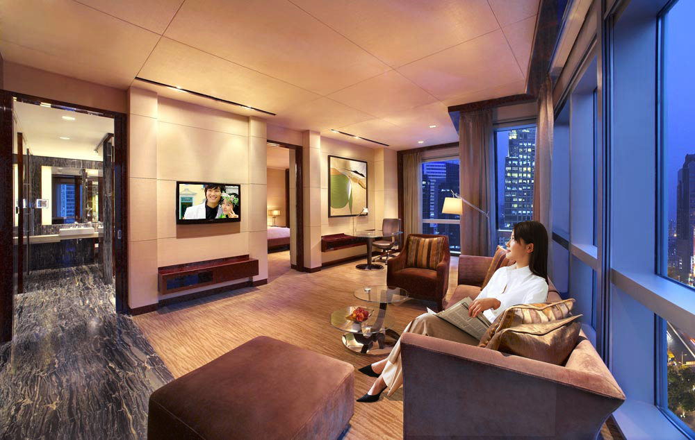 ▲ 중국 심천 그랜드 하얏트 호텔에 설치된 삼성전자 40인치 호텔전용 LED TV. ⓒ 뉴데일리