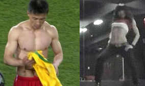 ▲ 북한선수 지윤남(왼쪽)과 한우리 ⓒ 뉴데일리